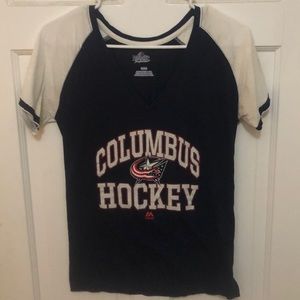 Columbus Bluejackets V-Neck Baseball Tee